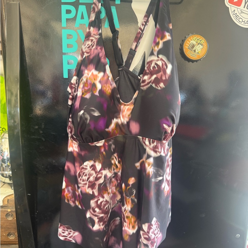 NWTTorrid Black and Purple Floral Swim top